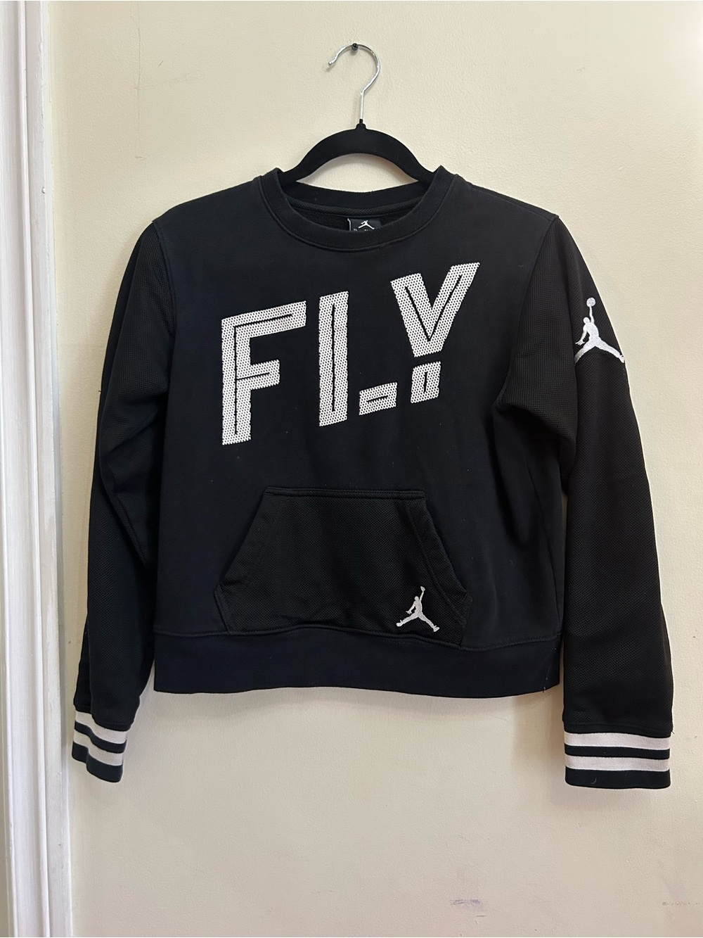 JORDAN Black Sweatshirt with White Jumpman Logo 13-15yrs
